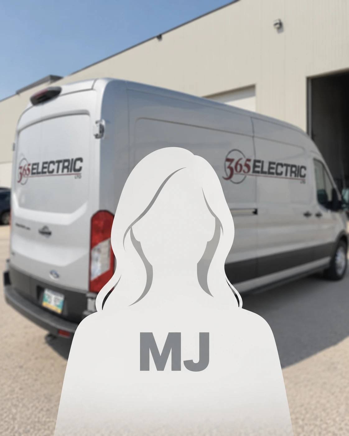 Placeholder until a photo of Michelle Janzen is ready: a 365 Electric van behind a plain silhouette